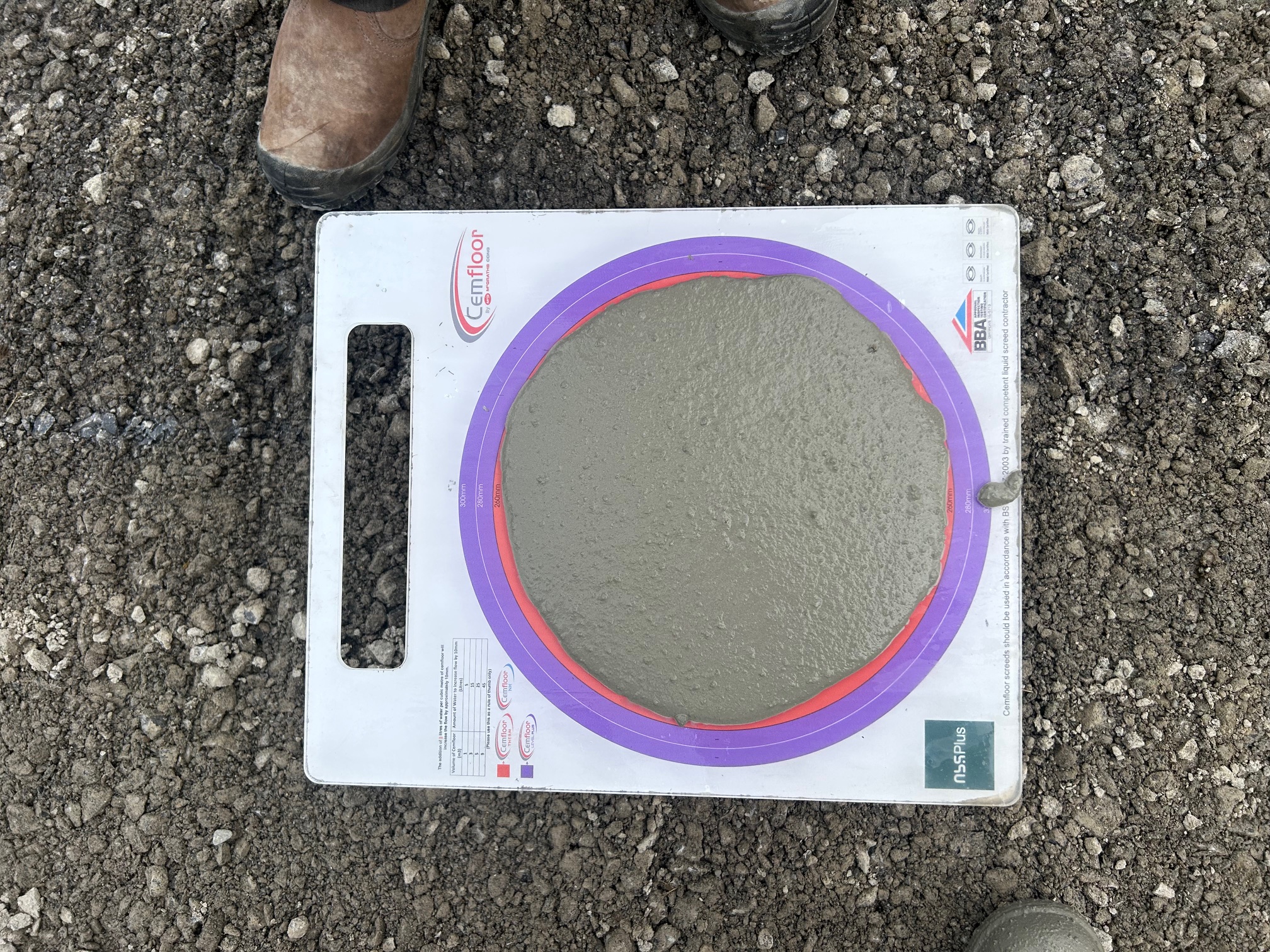 Cemfloor slump test quality control